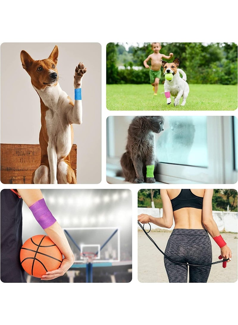 Cuken 12-Pack 2.5cm x 4.5m Self Adhesive Bandage Wrap, Elastic Self Breathable Self Adherent Wrap for Pets, Athletic Cohesive Bandage for First Aid, Sports Injury & Protection, 12Color - Image 4