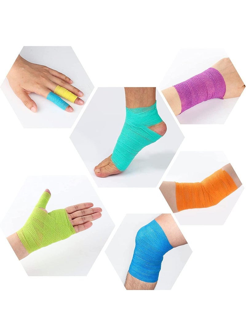 Cuken 12-Pack 2.5cm x 4.5m Self Adhesive Bandage Wrap, Elastic Self Breathable Self Adherent Wrap for Pets, Athletic Cohesive Bandage for First Aid, Sports Injury & Protection, 12Color - Image 3