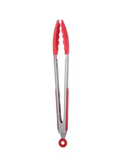 Generic Bbq tongs lock design barbecue clip clamp stainless steel food tongs silicone cover handle kitchen tongs (l) - 2724488508459 