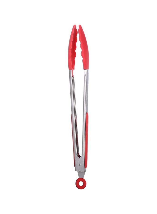Bbq tongs lock design barbecue clip clamp stainless steel food tongs silicone cover handle kitchen tongs (l) - 2724488508459 