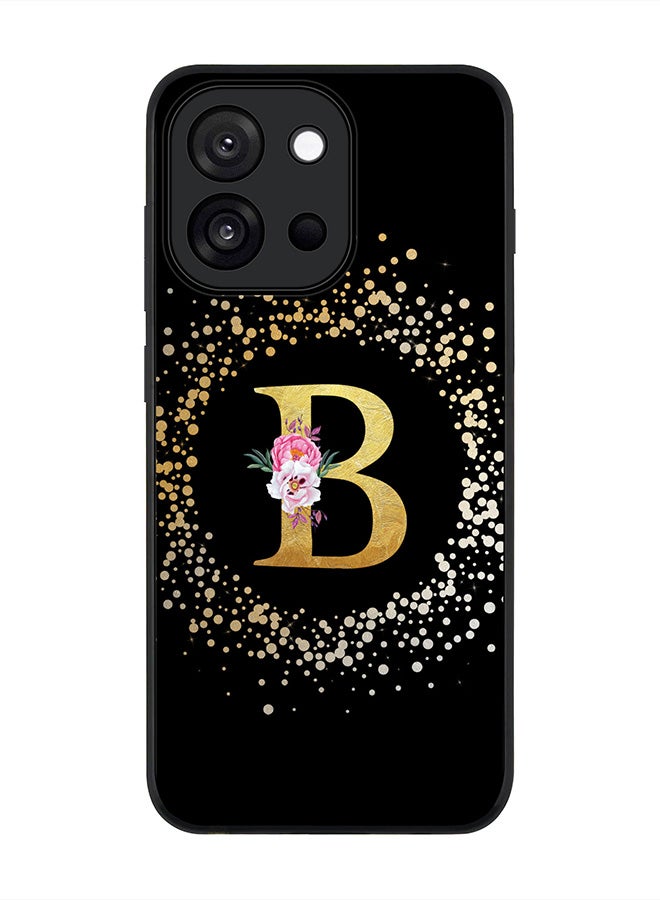 Stylizedd For OnePlus 13s / 13T Case,Slim fit Camera Protection, Shockproof Thin Phone cover  - Custom Monogram Floral - B ( Black )