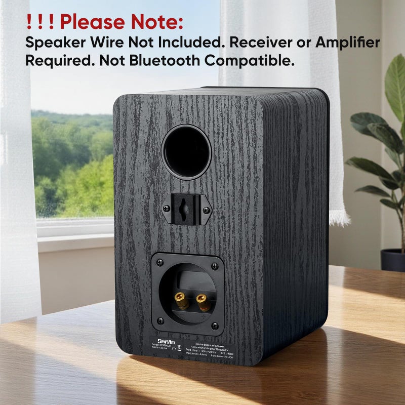 Saiyin Passive Bookshelf Speakers 40WÃ—2 Power, 5" Woofer & 20mm Silk Dome Tweeter Stereo Speakers, Enhanced Vocal Clarity, 4 Î©, Passive Speakers for Home Audio, Receiver or Amplifier Required - Image 2