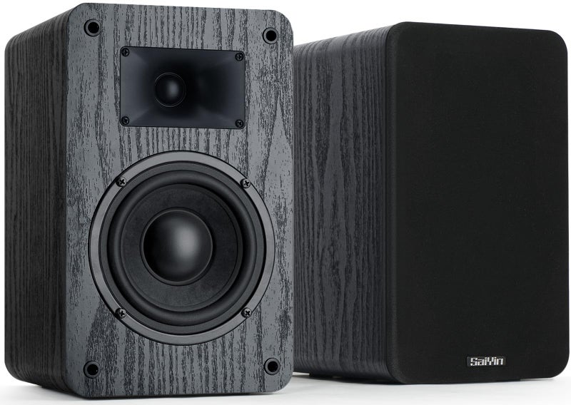 Saiyin Passive Bookshelf Speakers 40WÃ—2 Power, 5" Woofer & 20mm Silk Dome Tweeter Stereo Speakers, Enhanced Vocal Clarity, 4 Î©, Passive Speakers for Home Audio, Receiver or Amplifier Required - Image 1