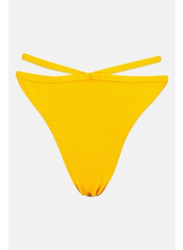 Don't Call Me Jennyfer Women Textured Bikini Bottom, Yellow  - Image 1