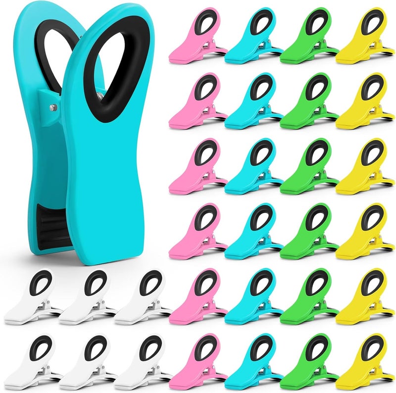 Jetmore 30 Pack Chip Clips Bag Clips, Multicolor Clips for Food Packages, Multipurpose Magnetic Clips, Chip Clips Bag Clips Food Clips, Refrigerator Magnet Clips Chip Clip, Bag Clips for Food Storage - Image 1
