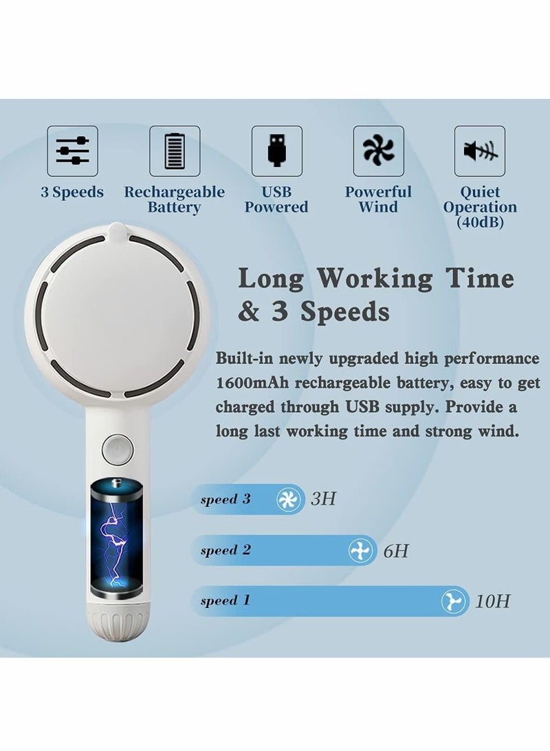 Excefore Portable Handheld Fan, Mini Handheld Small Fan with LED Light Makeup Mirror, USB Rechargeable Battery Operated Hand Fan 3 Speeds Adjustable Desk Fan with Base for Women Man Home Office Outdoor Travel - Image 4