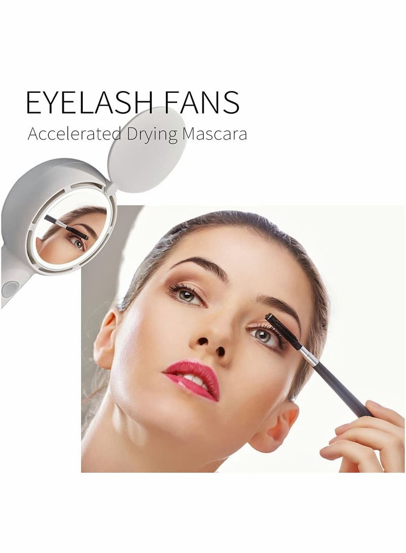 Excefore Portable Handheld Fan, Mini Handheld Small Fan with LED Light Makeup Mirror, USB Rechargeable Battery Operated Hand Fan 3 Speeds Adjustable Desk Fan with Base for Women Man Home Office Outdoor Travel - Image 2