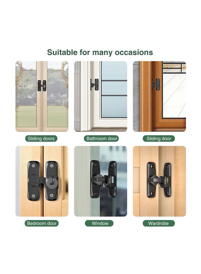 Excefore Flip Door Sliding Latch, 90 Degree Stainless Steel Latch, Safety Sliding Barn Door Lock, Latch Lock, Right Angle Curved Door, Prevent Corrosions, Barn Door Bathroom Lock, Black - Image 3