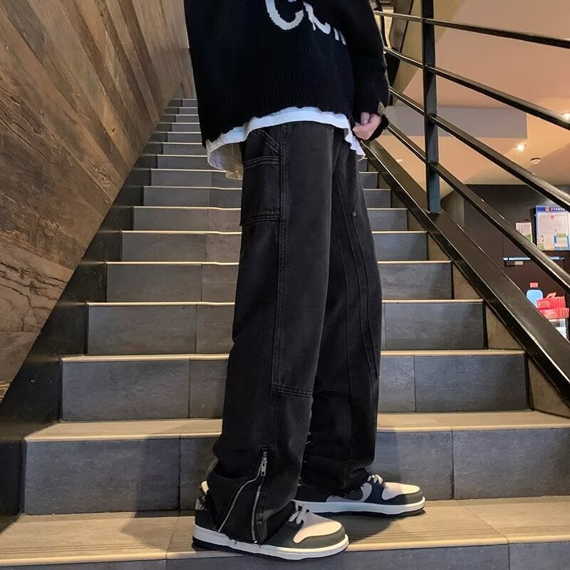 Unisex Classic Denim Jeans Loose Fit Daily Outdoor Wear - Image 1