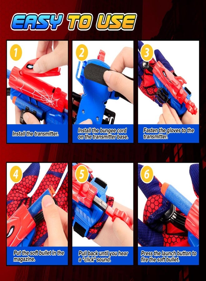 Excitobo Web Shooters Toy for Kids, Toys for 3-12 Year Old Boys Web Slinger Boy Toy with Glove Launcher, Toys for Age 5-7 4-6 6-8 Outdoor Game for Birthday Halloween Christmas Basket Stuffers (1 Pair) - Image 3