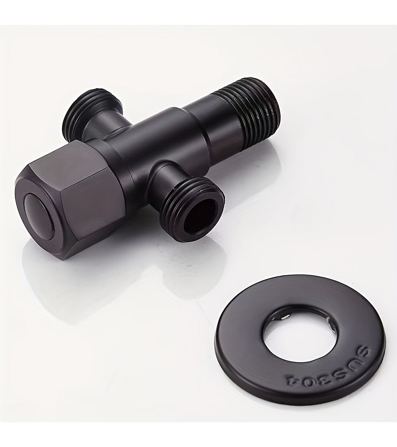 2Pcs 304 Stainless Steel Black Bathroom Angle Valve Shower Water Divider Toilet Sink Stop Valve - Image 5