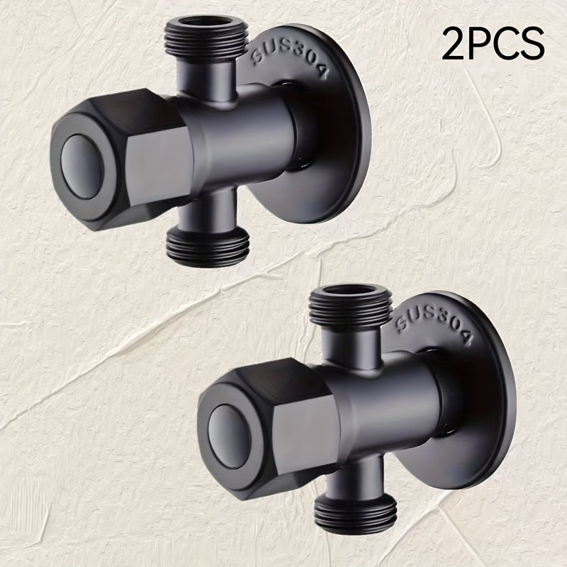 2Pcs 304 Stainless Steel Black Bathroom Angle Valve Shower Water Divider Toilet Sink Stop Valve - Image 2