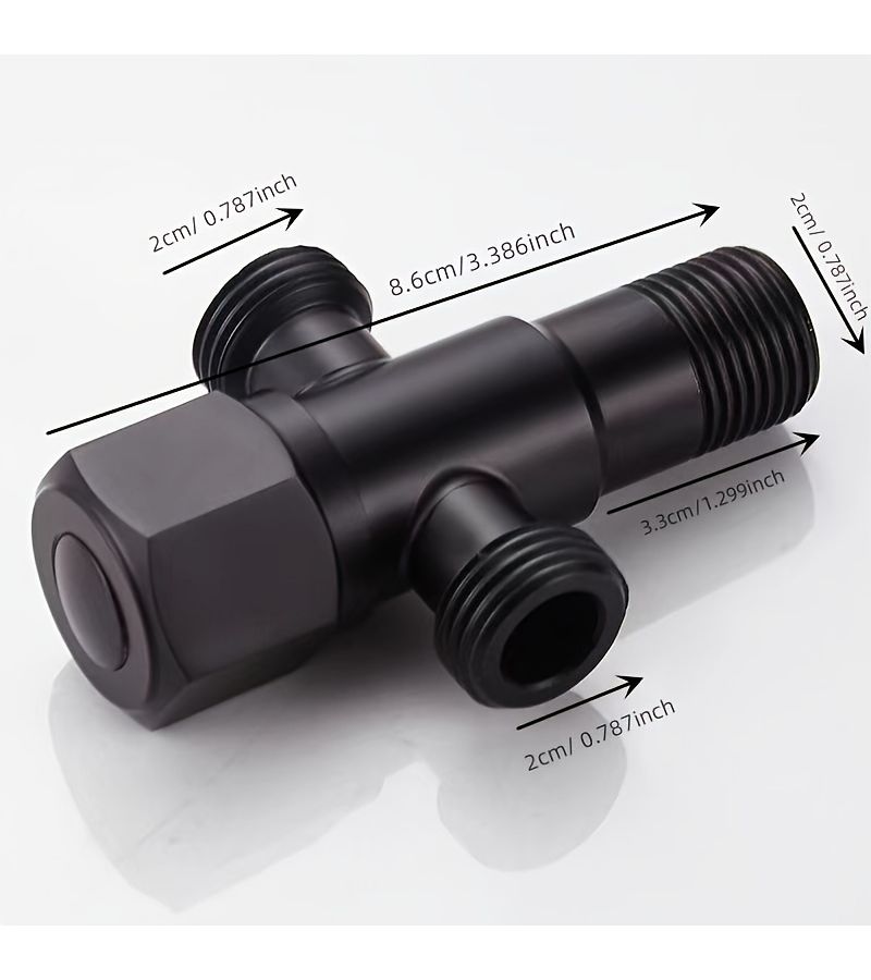 2Pcs 304 Stainless Steel Black Bathroom Angle Valve Shower Water Divider Toilet Sink Stop Valve - Image 4