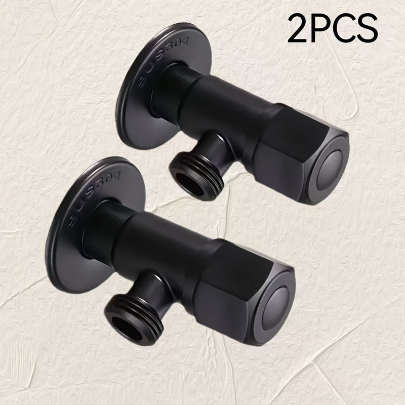 2Pcs 304 Stainless Steel Black Bathroom Angle Valve Shower Water Divider Toilet Sink Stop Valve - Image 1
