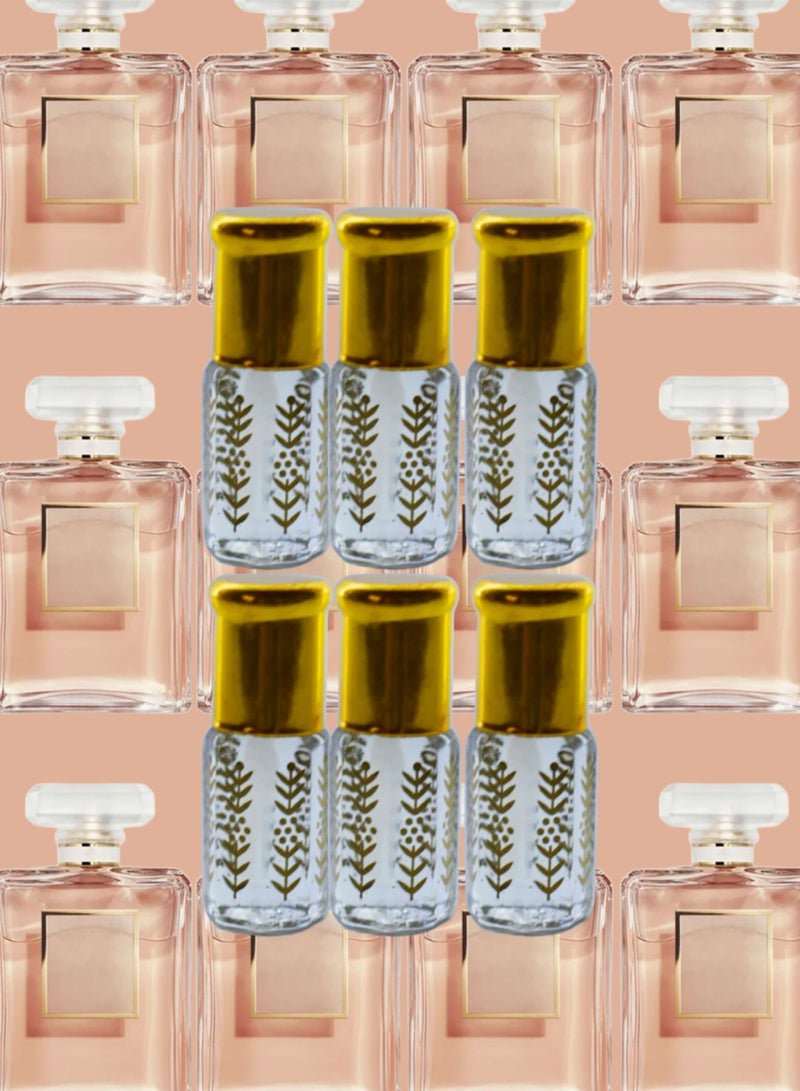 6 قطع زيت عطري كوكو مادموزيل نسائي الشفاف الأصلي 3مل