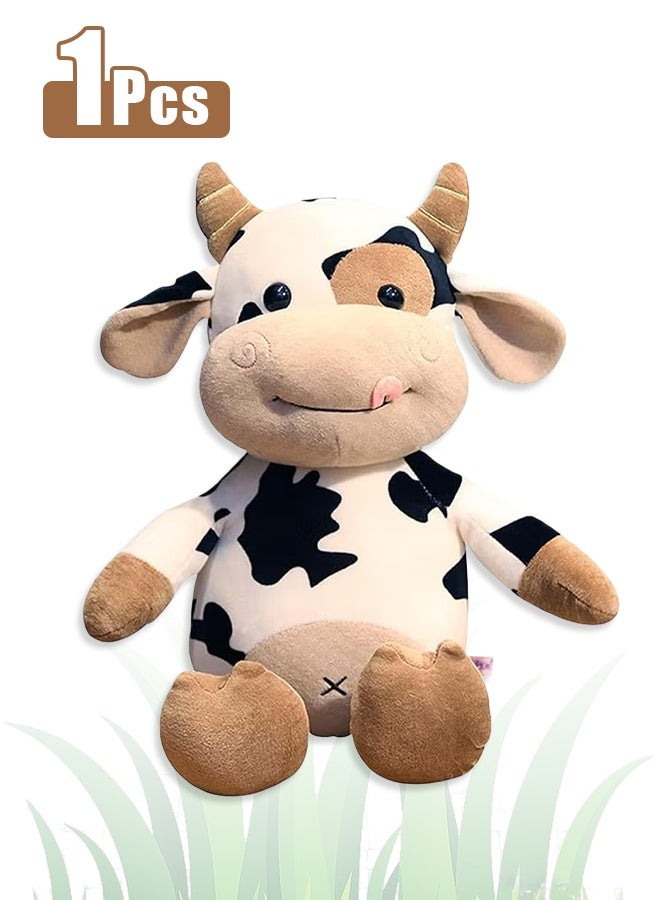 Cow Plush Toy | Soft Stuffed Animal Plushie Doll, Fluffy Hugging Cushion Pillow, Cute Cartoon Cattle Plush for Kids, Babies & All Ages | Perfect Birthday or Holiday Gift (30 cm) - Multicolor - Image 1
