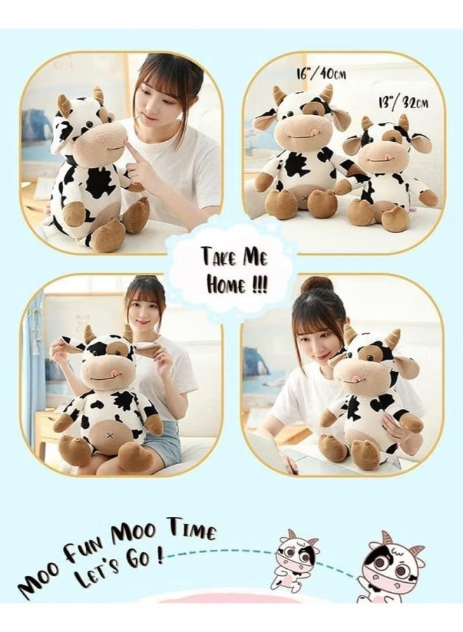 Cow Plush Toy | Soft Stuffed Animal Plushie Doll, Fluffy Hugging Cushion Pillow, Cute Cartoon Cattle Plush for Kids, Babies & All Ages | Perfect Birthday or Holiday Gift (30 cm) - Multicolor - Image 3