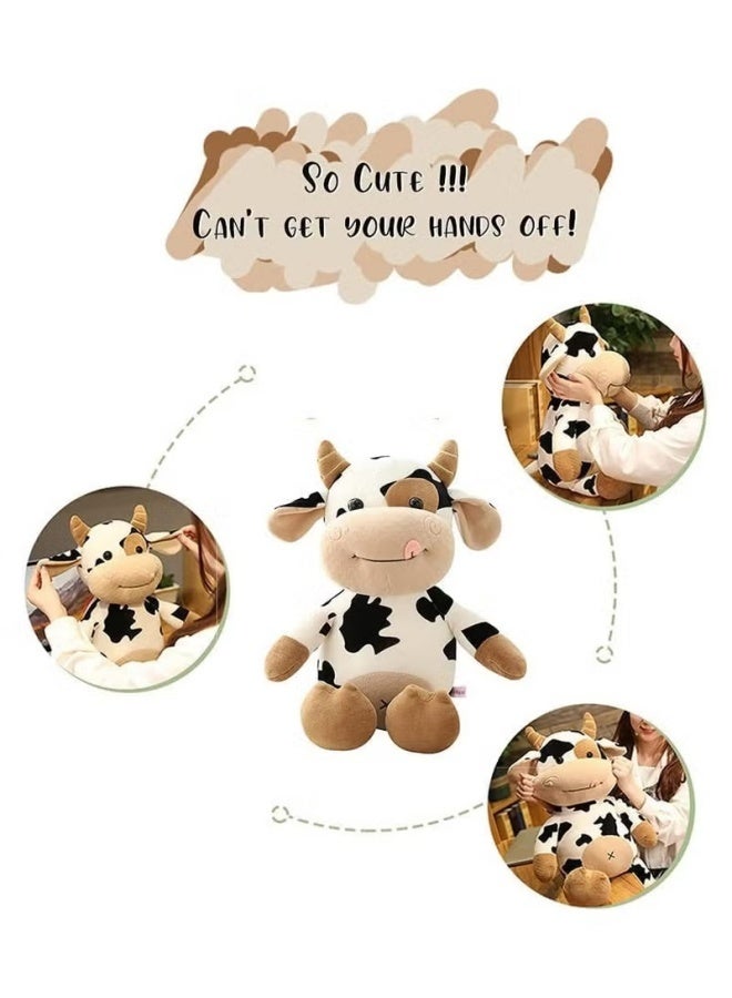 Cow Plush Toy | Soft Stuffed Animal Plushie Doll, Fluffy Hugging Cushion Pillow, Cute Cartoon Cattle Plush for Kids, Babies & All Ages | Perfect Birthday or Holiday Gift (30 cm) - Multicolor - Image 4