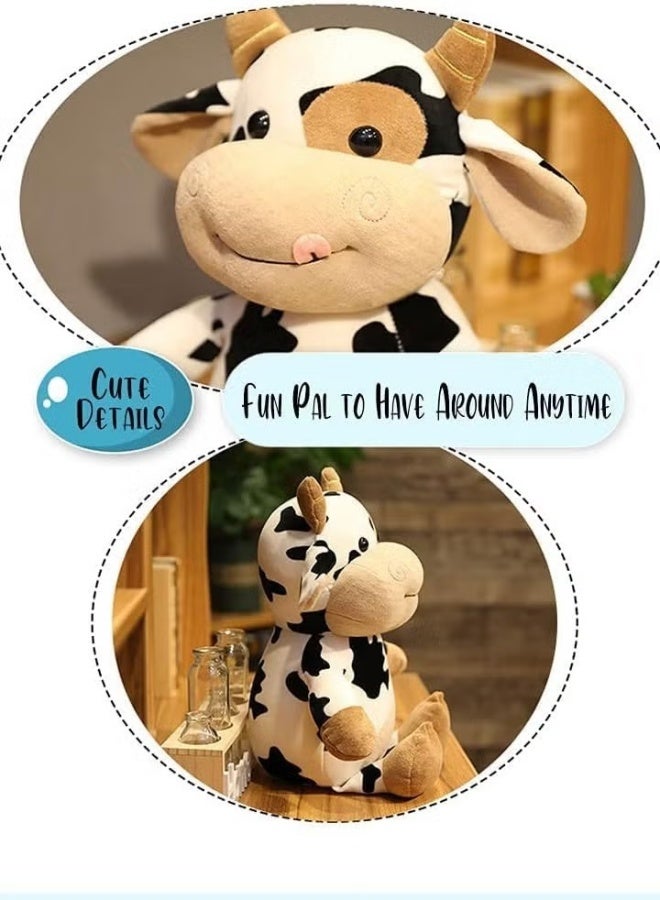 Cow Plush Toy | Soft Stuffed Animal Plushie Doll, Fluffy Hugging Cushion Pillow, Cute Cartoon Cattle Plush for Kids, Babies & All Ages | Perfect Birthday or Holiday Gift (30 cm) - Multicolor - Image 2
