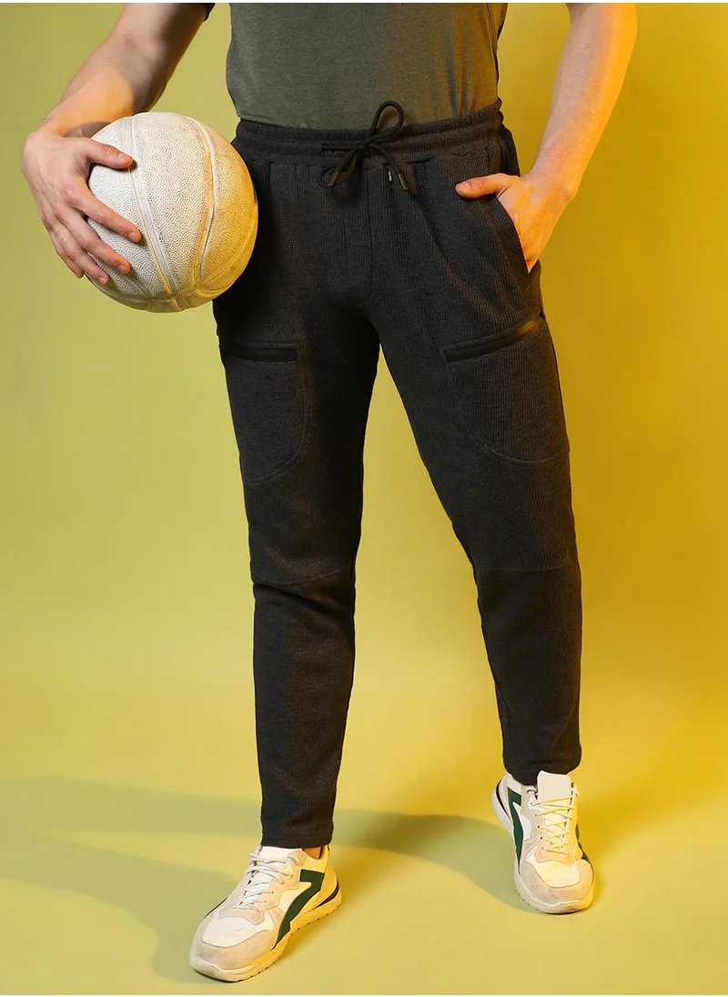 Campus Sutra Men's Solid Charcoal Stylish & Evening Trackpant