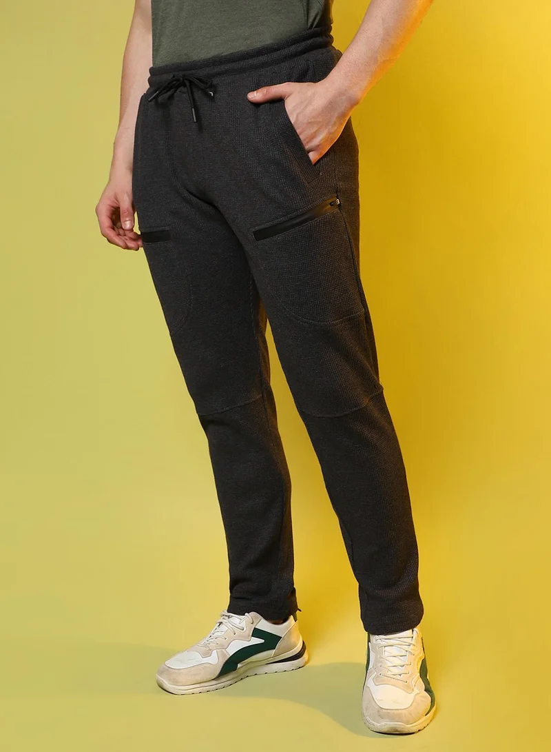 Campus Sutra Men's Solid Charcoal Stylish & Evening Trackpant