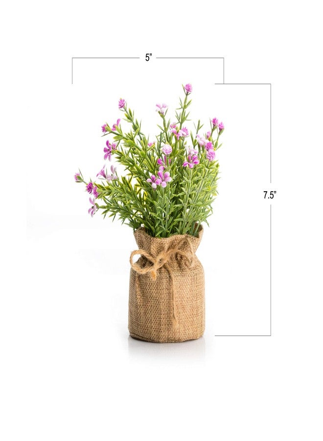 Velener Babys Breath Artificial Flowers in Small Burlap Bag Vases 3Pcs -Gypsophila Faux Flowers Farmhouse Home Coffee Table Bookshelf Office Desk Decorations Kitchen Dining Room Fake Plants Indoor - Image 2