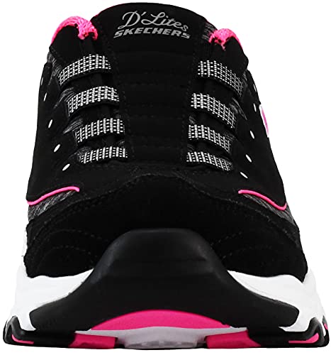 SKECHERS حذاء سنيكرز سكيشرز للنساء D'Lites - مزلق مرن، أسود/وردي فاقع، 6 W US - Image 2