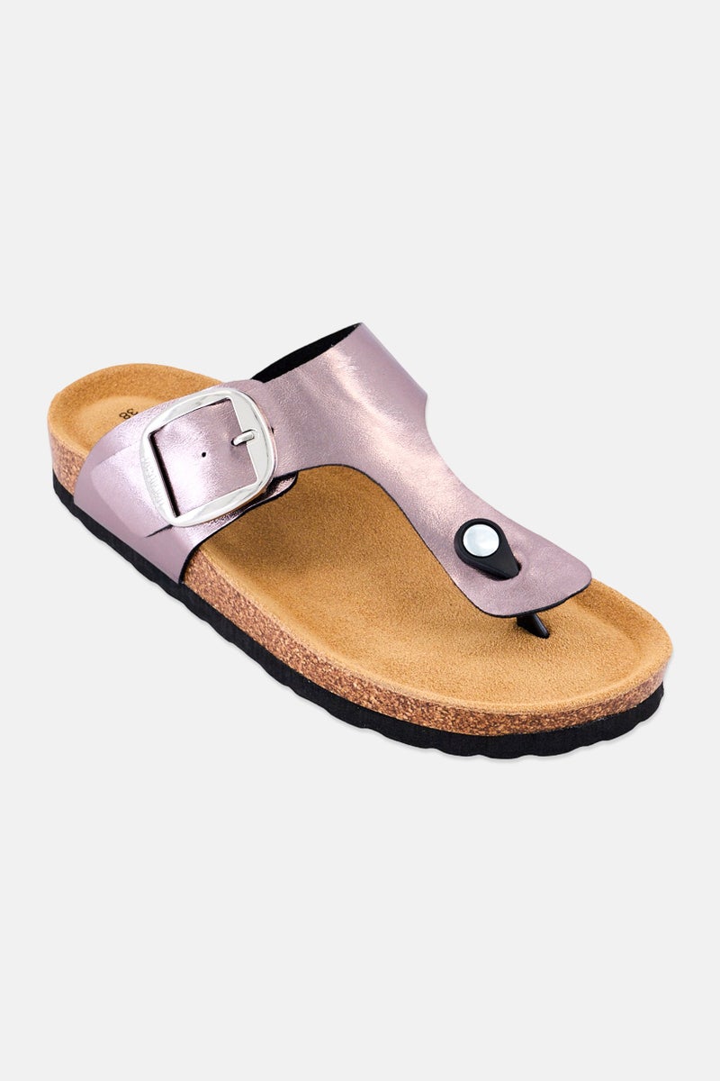 Jason Wu صنادل نسائية من الفلين سهلة الارتداء، فضي معدني - Image 1