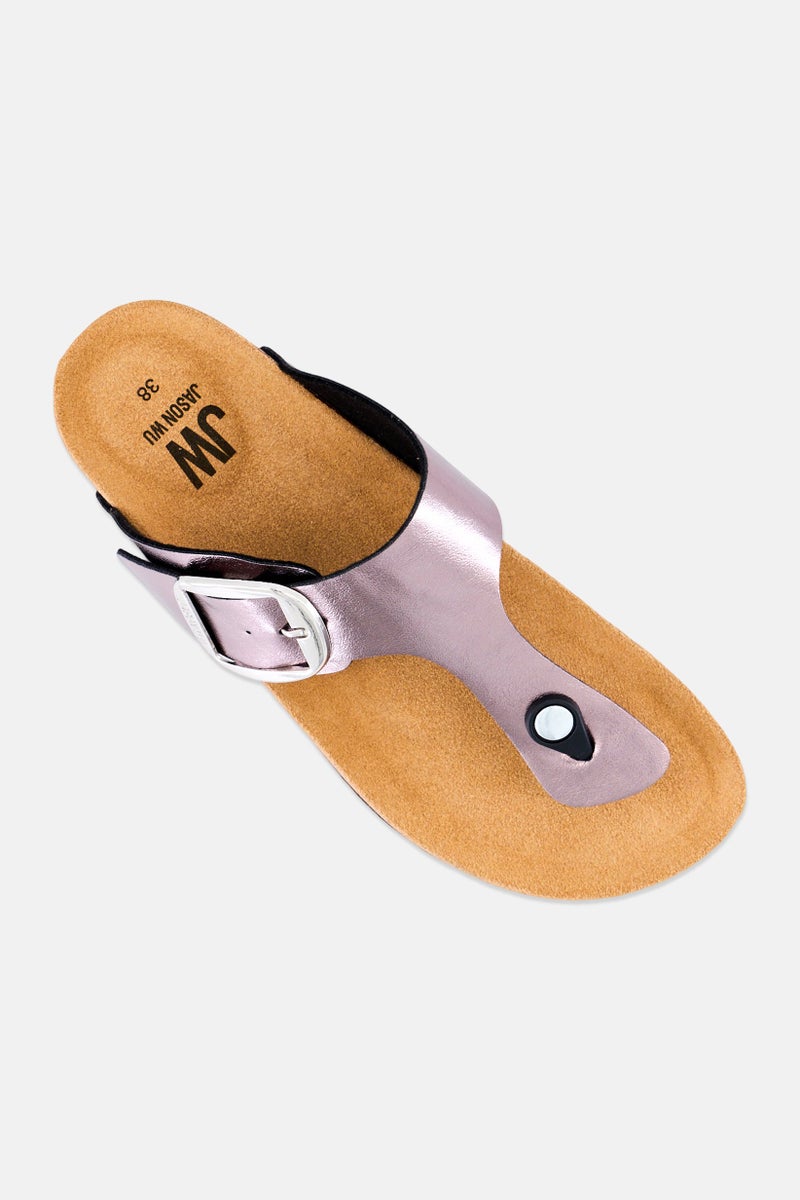 Jason Wu صنادل نسائية من الفلين سهلة الارتداء، فضي معدني - Image 4