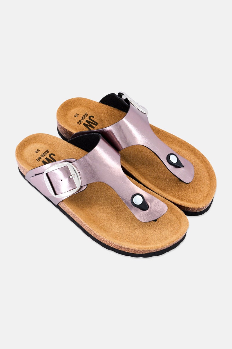 Jason Wu صنادل نسائية من الفلين سهلة الارتداء، فضي معدني - Image 2