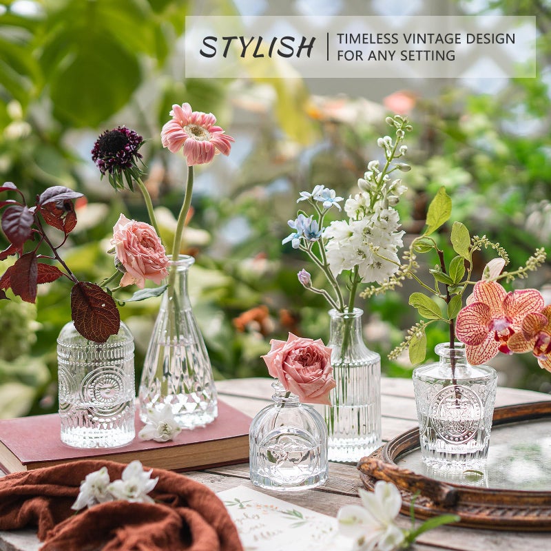 SUPMIND 24pcs Glass Bud Vase Set, Small Clear Flower Vases for Centerpieces in Bulk, Mini Vintage Vase for Wedding, Home,Table Decoration - Image 3