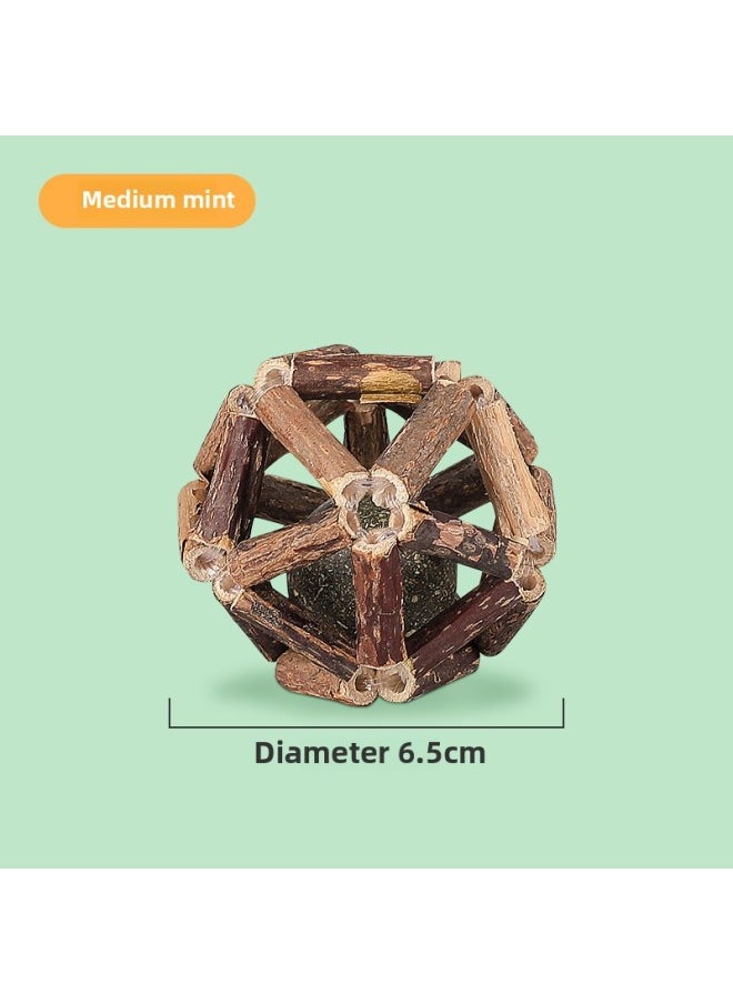 Rabbit Molar Toy To Relieve Boredom, Bite And Vent Grass Ball Pet Little Dwarf Ear-drooping Rabbit Rabbit Snack Play-Color:Exquisite Mint Ball [medium Size]  - Image 1