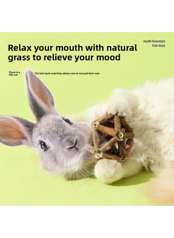 Rabbit Molar Toy To Relieve Boredom, Bite And Vent Grass Ball Pet Little Dwarf Ear-drooping Rabbit Rabbit Snack Play-Color:Exquisite Mint Ball [medium Size]  - Image 2