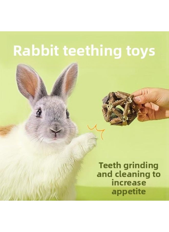 Rabbit Molar Toy To Relieve Boredom, Bite And Vent Grass Ball Pet Little Dwarf Ear-drooping Rabbit Rabbit Snack Play-Color:Exquisite Mint Ball [medium Size]  - Image 3