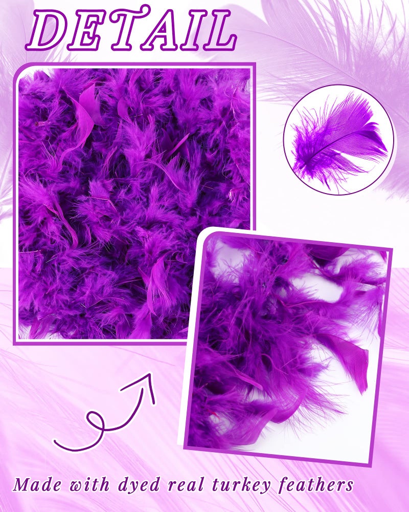 Juinte جوانتي 6 قطع من ريش البوا لمهرجان ماردي غرا 2.19 ياردة ريش تركي تشانديل بالجملة لتزيين الحفلات للنساء والرجال (وردي) - Image 3