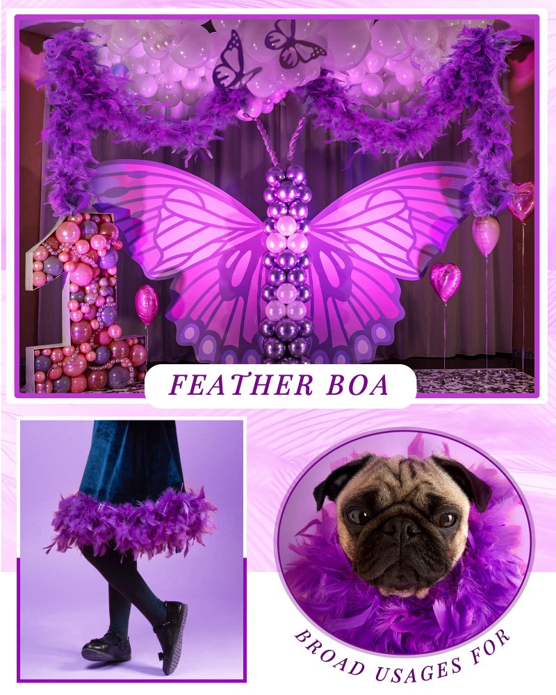 Juinte جوانتي 6 قطع من ريش البوا لمهرجان ماردي غرا 2.19 ياردة ريش تركي تشانديل بالجملة لتزيين الحفلات للنساء والرجال (وردي) - Image 5