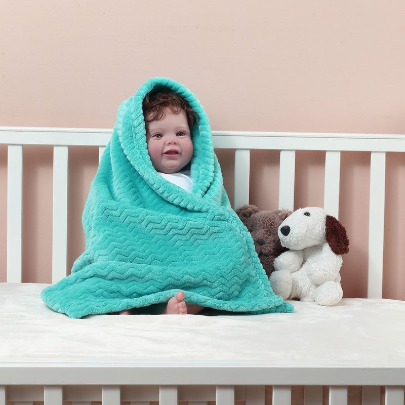 CREVENT 30''X40'' Soft Cozy Warm Baby Blankets for Boys Girls Solid Color - All Season Use - Newborn Essentials (Wave Teal Blue) - Image 3