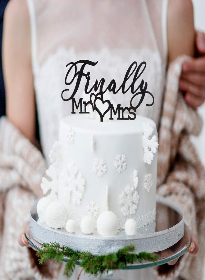 LINGTEER Finally Mr Mrs Love Heart Black Acrylic Cake Topper - Great for Wedding Engagement Bridal Shower Party Decoration Gift Keepsake - 5.9'' x 6.1''(Black) - Image 5
