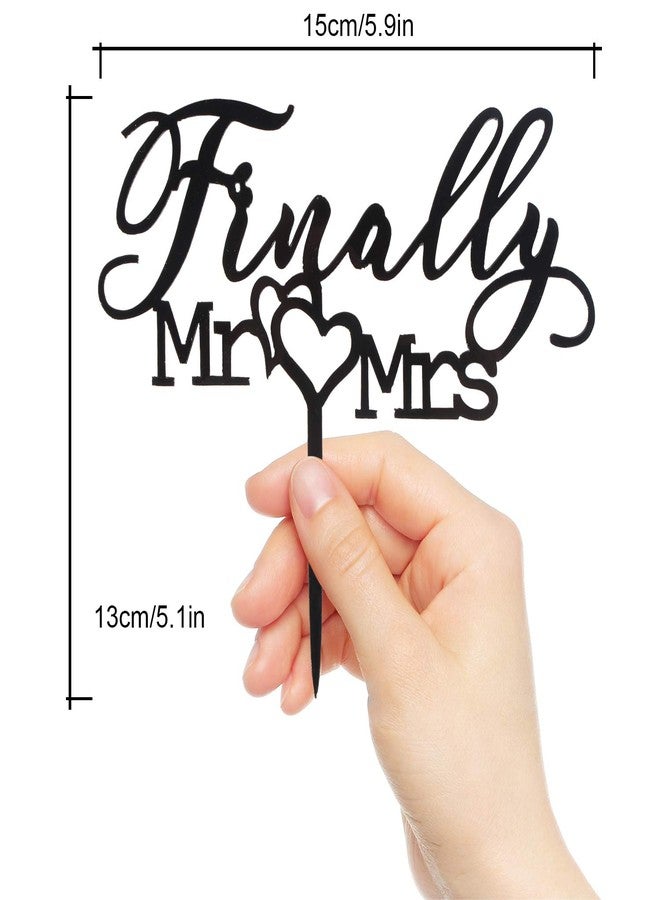 LINGTEER Finally Mr Mrs Love Heart Black Acrylic Cake Topper - Great for Wedding Engagement Bridal Shower Party Decoration Gift Keepsake - 5.9'' x 6.1''(Black) - Image 3