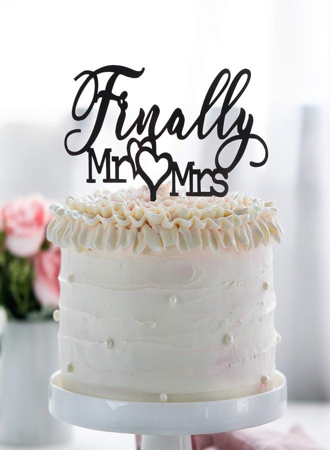LINGTEER Finally Mr Mrs Love Heart Black Acrylic Cake Topper - Great for Wedding Engagement Bridal Shower Party Decoration Gift Keepsake - 5.9'' x 6.1''(Black) - Image 4