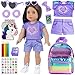 18INDC 18 Inch Girl Doll Clothes and Accessories School Supplies Playset with Clothes Set School Bags Sunglasses Pencils Pencil Sharpener Notebooks Phone Hair Clip Stickers No Dolls - Image 4