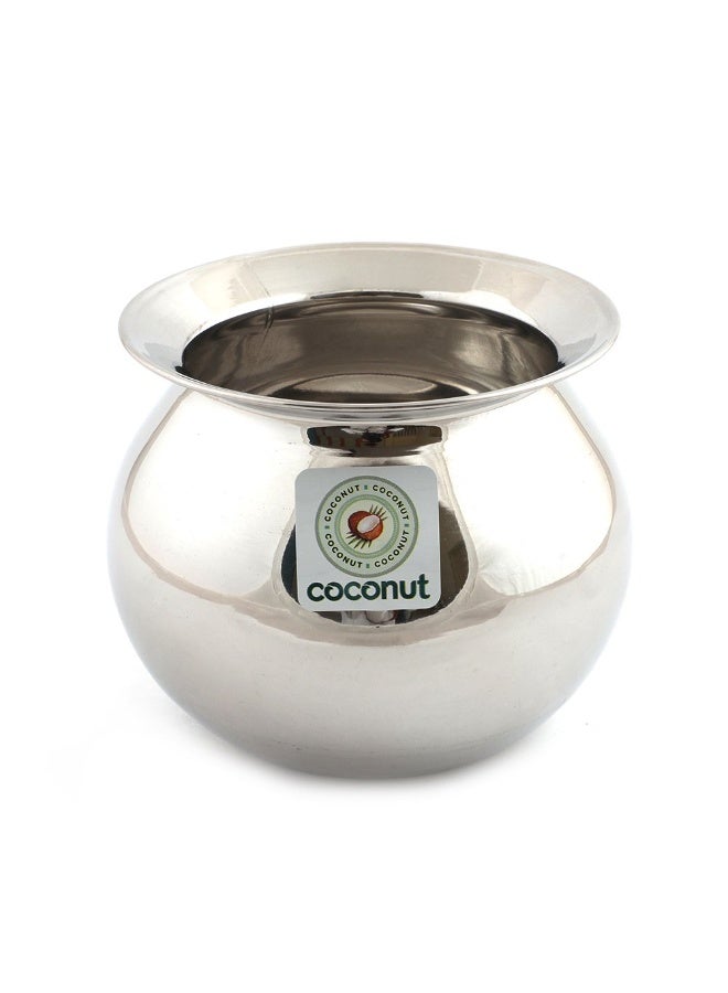 Coconut Stainless Steel Heavy Gauge Pongal Pot | Gundu Balloon Handi | Multipurpose Steel Cooking Vessel | Rust Resistant, Durable Kitchen Pot for Daily & Festival Use (1500ml) - Image 1