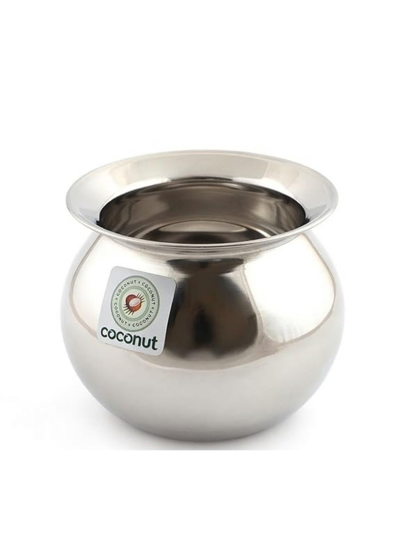 Coconut Stainless Steel Heavy Gauge Pongal Pot | Gundu Balloon Handi | Multipurpose Steel Cooking Vessel | Rust Resistant, Durable Kitchen Pot for Daily & Festival Use (1500ml) - Image 4