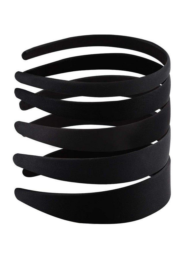 ANBALA Black Headbands For Women 5 Size Plain Headbands For Crafts Hard Headbands Diy Headbands Satin Headbands For Women 5 Pack 0.591.57 Inch Nonslip High Elasticity Headbands For Women Girls - Image 1