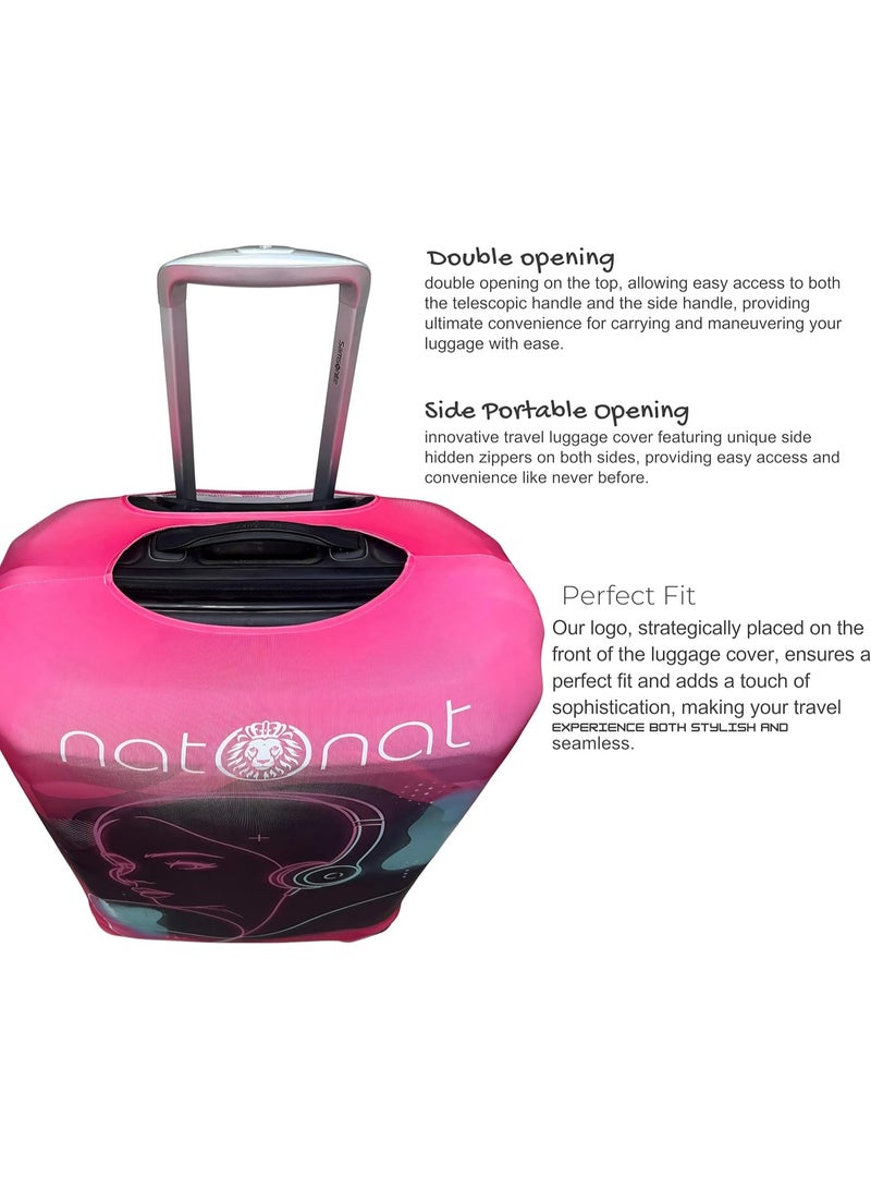 natOnat Travel Luggage Cover Protector - Suitcase Cover - Stretchy, Washable Spandex & Polyester - Protects Against Dirt & Scratches - Vibra Design - Fits 72-81 CM Height ( X Large ) - Image 5