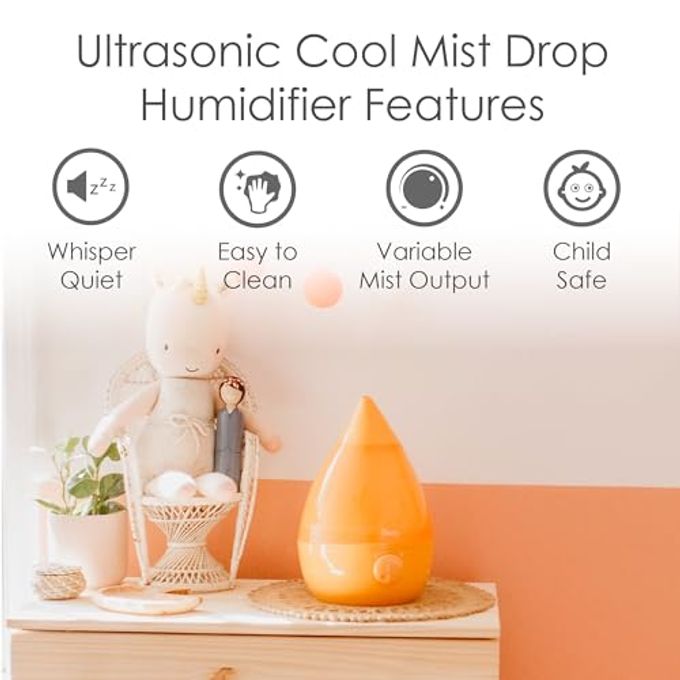 Crane Ultrasonic Cool Mist Humidifier for Bedroom, Baby Nursery, Kids Room, Plants, or Office, Large 1 Gallon Tank, Filter Optional, Orange - Image 2