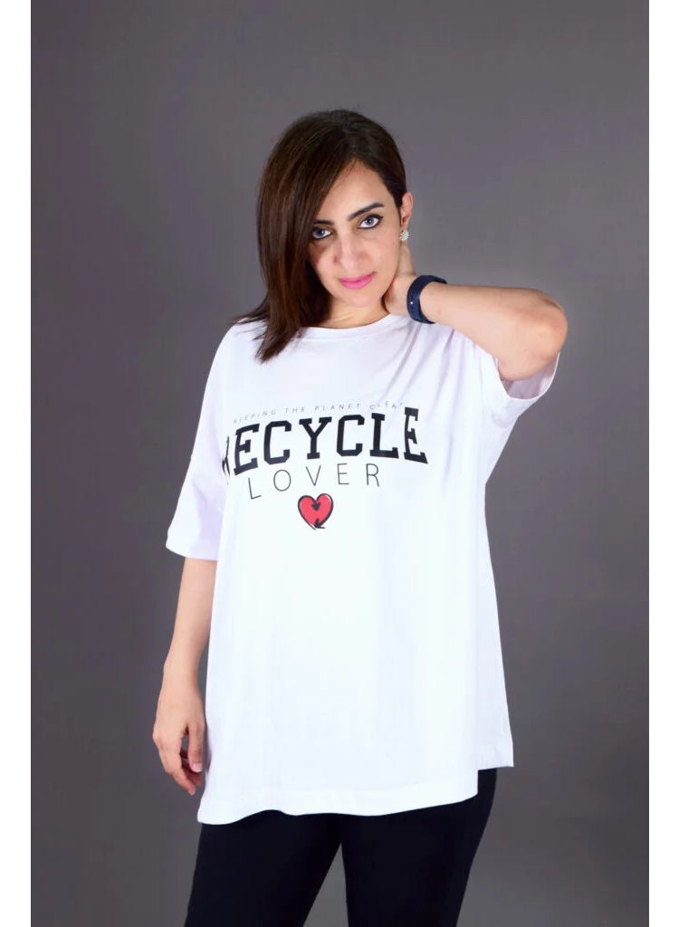 Oversize Fit Crew Neck Printed Short Sleeve T-Shirt - 100% Cotton - Image 4