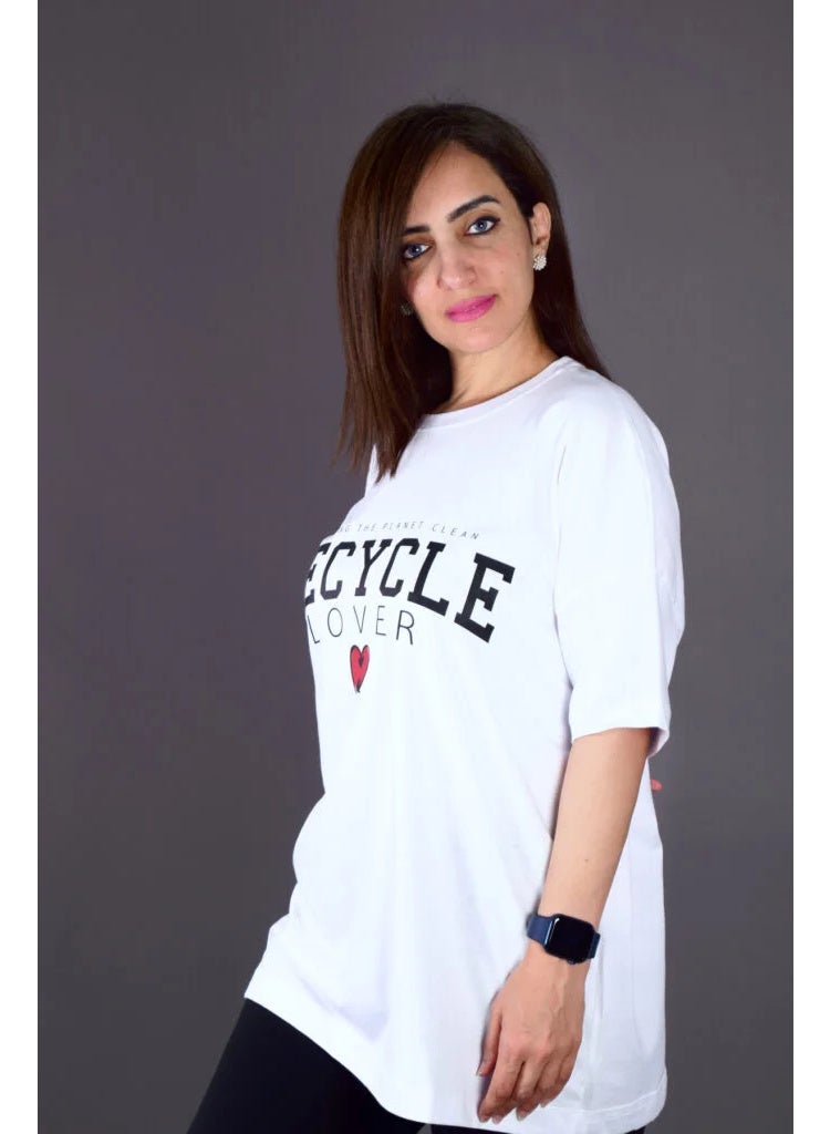 Oversize Fit Crew Neck Printed Short Sleeve T-Shirt - 100% Cotton - Image 3