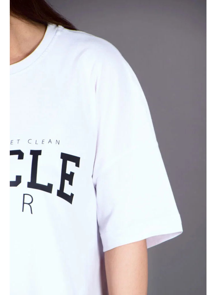 Oversize Fit Crew Neck Printed Short Sleeve T-Shirt - 100% Cotton - Image 2
