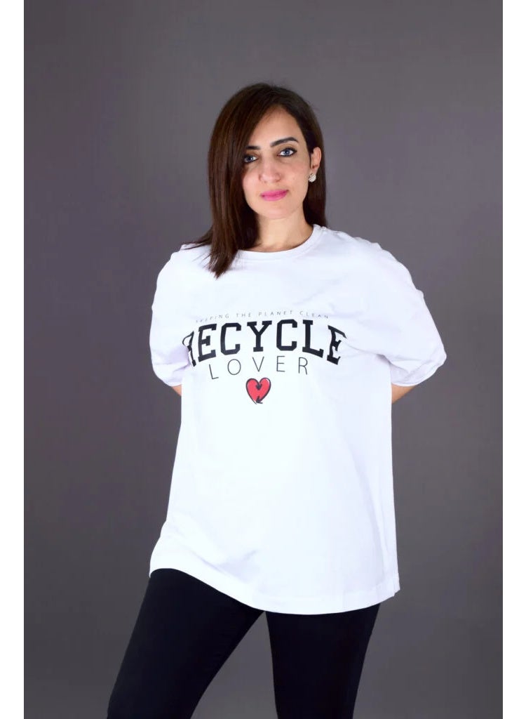 Oversize Fit Crew Neck Printed Short Sleeve T-Shirt - 100% Cotton - Image 1